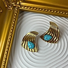 Firuze Dalga (Deliksiz/Mandallı) Küpe | Mev’Ahenk Collection