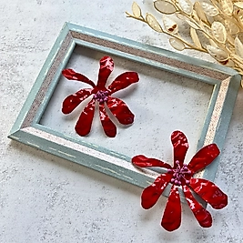 Kırmızı Vahşi Çiçek Küpe I Mev'Art Collection