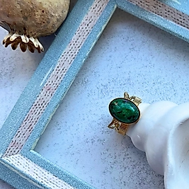 Zümrüt Yeşili Taşlı Kemer Yüzük I Me'VintAge Collection