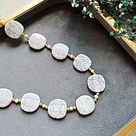 Mermer Desenli Doğal Taş Kolye I Mev'Armoni Collection