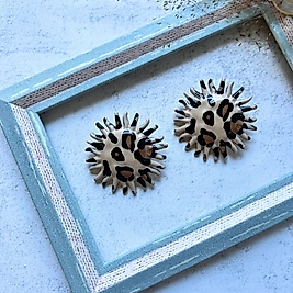 Leopar Desenli Işın Formlu Küpe I Mev'Art Collection