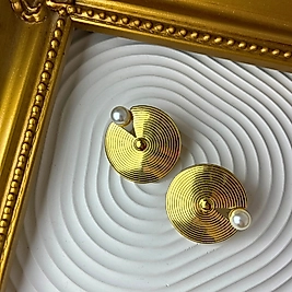 İnci Detaylı Dairesel Çelik Küpe | Mev'Ahenk Collection