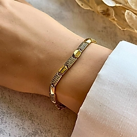 Zarif Altıgen Taşlı Bileklik 19-17 cm | Mev'Altın Collection