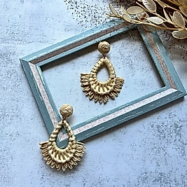 Doğal Hasır Damla Form Küpe I Mev'Art Collection