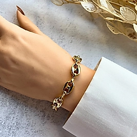 Kahve Çekirdeği Bileklik 19,5 cm | Mev'Altın Collection