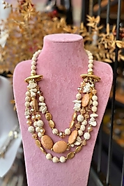 Krem Taşlı Harmoni Kolye | Mev’Armoni Collection