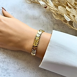 Petek Form Altın Rengi Bileklik 19-17 cm I Mev'Altın Collection