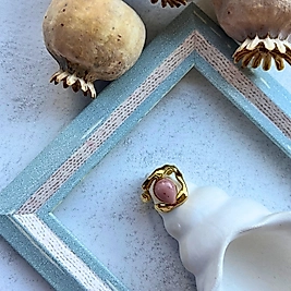 Pudra Damla Taşlı Sıvama Yüzük I Me'VintAge Collection