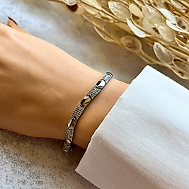 Dikdörtgen Taşlı Bileklik 19-17 cm | Mev'Altın Collection