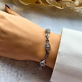 Oval Baget Taşlı Bileklik 19,5-17 cm | Mev'Altın Collection