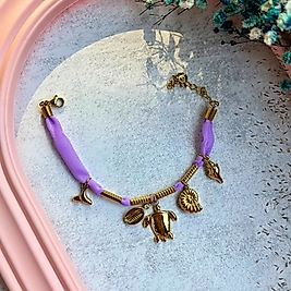 Lila Kurdeleli Deniz Figürlü Kaplumbağa Bileklik I Mev'ADA Collection