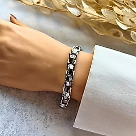 Bakla Zincir Taşlı Bileklik 19,5-17,5 cm I Mev'Altın Collection