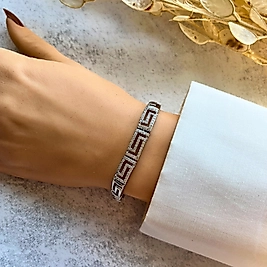 Lüx Desenli Taşlı Bileklik 19,5-17,5 cm | Mev'Altın Collection