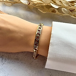 Desenli Künye Model Bileklik 19 cm | Mev'Altın Collection