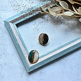 Sedef ve Abalone Detaylı Yuvarlak Küpe I Mev'Art Collection