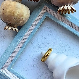 Altın Kabartma Desenli Yüzük I Me'VintAge Collection