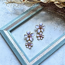 Lila Çiçek İkilisi Küpe I Mev'Art Collection