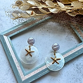 İncili Deniz Yıldızı Küpe I Mev'Art Collection