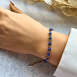 Nazar Boncuklu Zarif Bileklik 21-18 cm | Mev'Altın Collection