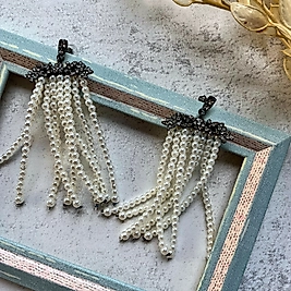 Kraliçe İnci Sallantı Küpe I Mev'Art Collection