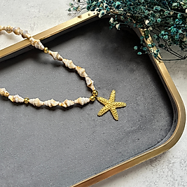 Deniz Kabuğu Formlu Altın Rengi Yıldız Kolye I Mev'Armoni Collection