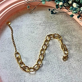 Gold Dokulu Kalın Zincir Model Çelik Bileklik