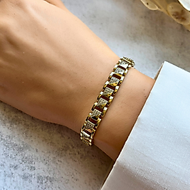 Piramit Taşlı Bileklik 19,5-17,5 cm | Mev'Altın Collection