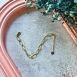 Altın Renkli Oval Örgü Zincir Bileklik