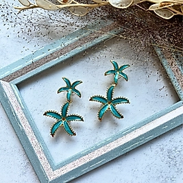 Turkuaz Deniz Yıldızı Küpe I Mev'Art Collection