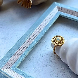 Güneş Motifli Sedef Taşlı Yüzük I Me'VintAge Collection