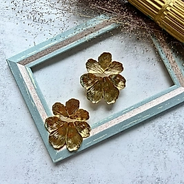 Büyük Çiçek Formlu Küpe I Mev'Art Collection