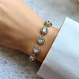 Oval Taşlı Bileklik 19,5-17 cm | Mev'Altın Collection