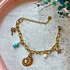 Altın Renkli Yaz Detaylı Charm Bileklik – Mev'ADA Collection