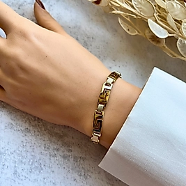 Geometrik Desenli Lüks Bileklik 19-17 cm | Mev'Altın Collection