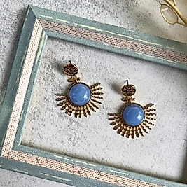 Gök Mavisi Işıltı Küpe I Mev'Art Collection