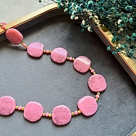 Pembe Doğal Taş Kolye I Mev'Armoni Collection