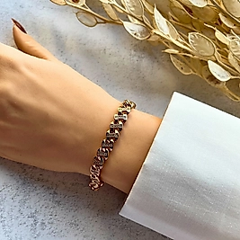 Taş Detaylı Zincir Bileklik  20-17,5 cm | Mev'Altın Collection