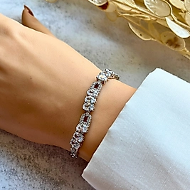 Parlak Oval Taşlı Bileklik 19,5-17 cm | Mev'Altın Collection