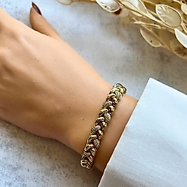 Zincir Formu Işıltılı Bileklik 19,5-17 cm I Mev'Altın Collection