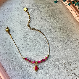 Pembe Taşlı Çelik Bileklik | Mev'ADA Collection